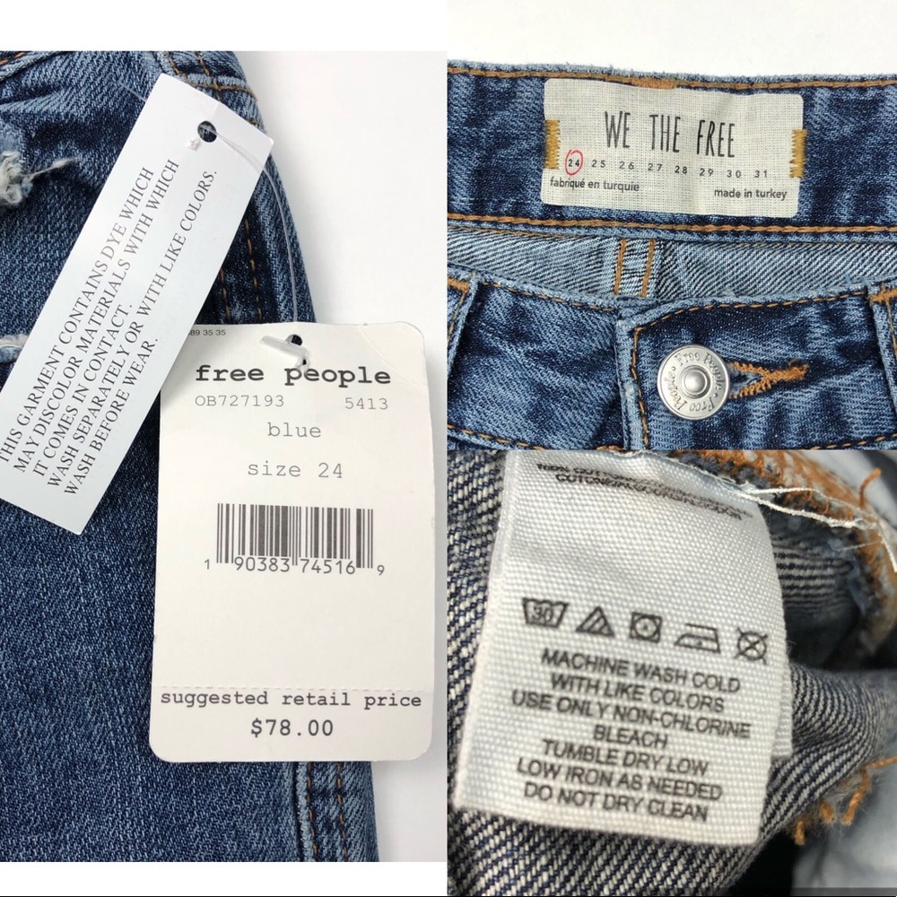 SOLD NWT Free People Boyfriend Distressed Jeans 24 - Picture 7 of 8